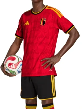 Premium red polyester World Cup 2026 Belgium Jersey featuring a comfortable rounded collar and casual pullover style.