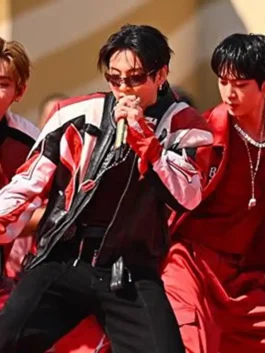 Front look of World Cup 2026 Final Halftime BTS Jacket featuring a sleek fit, premium fabric, and stage-ready styling