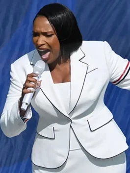 World Cup Jennifer Hudson Thom Browne Blazer Front View