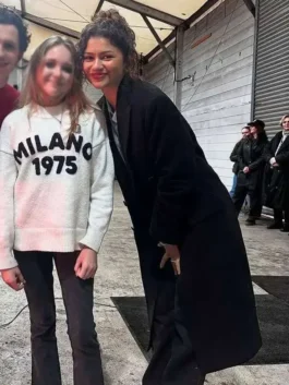 Zendaya Long Black Wool Coat Design View