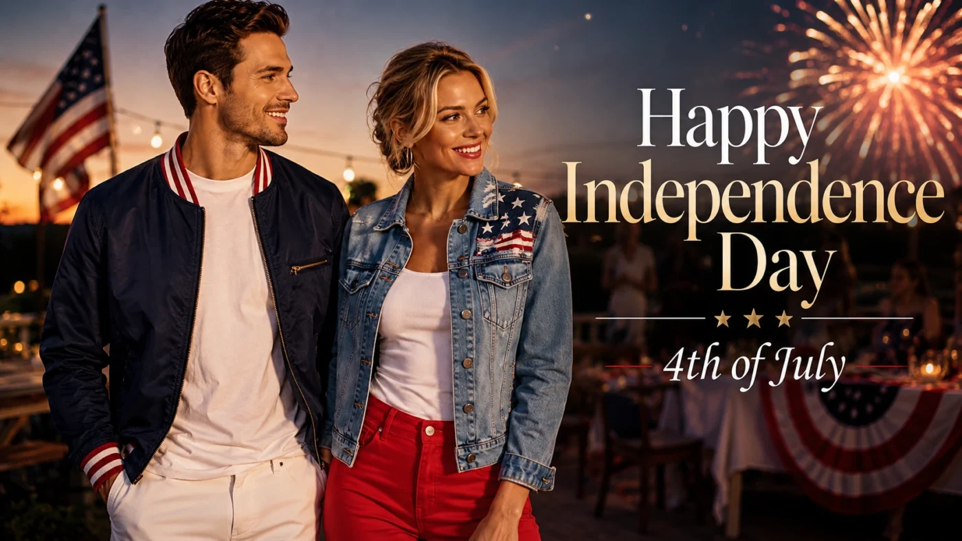 4th of July outfits and patriotic jackets styled for Independence Day celebrations