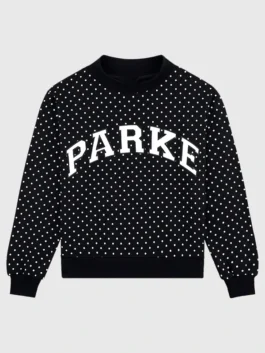 Parke Polka Dot Varsity Mockneck Sweatshirt
