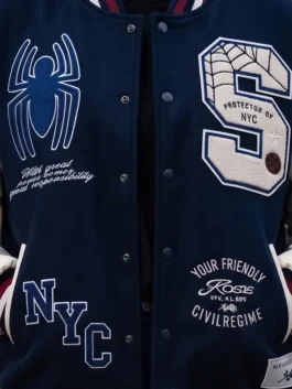 Protector Of NYC Navy and Butter Jacket Close-Up View