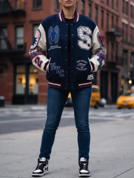 Protector Of NYC Navy and Butter Jacket View Look