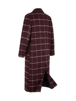 Selena Gomez Only Murders In the Building Burgundy Wool Coat Back View