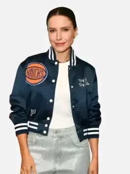 Sophia Bush Knicks Blue Satin Varsity Jacket