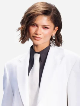 SpiderMan Photocall NYC Zendaya Blazer Close-Up View