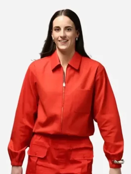 WNBA All-Star Game Caitlin Clark Cotton Red Jacket Front View